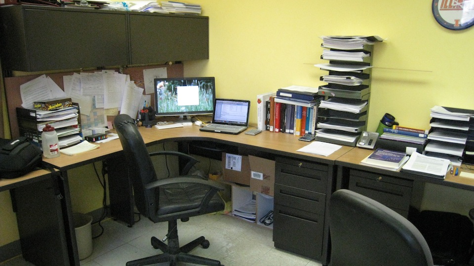 new furniture in grad student office